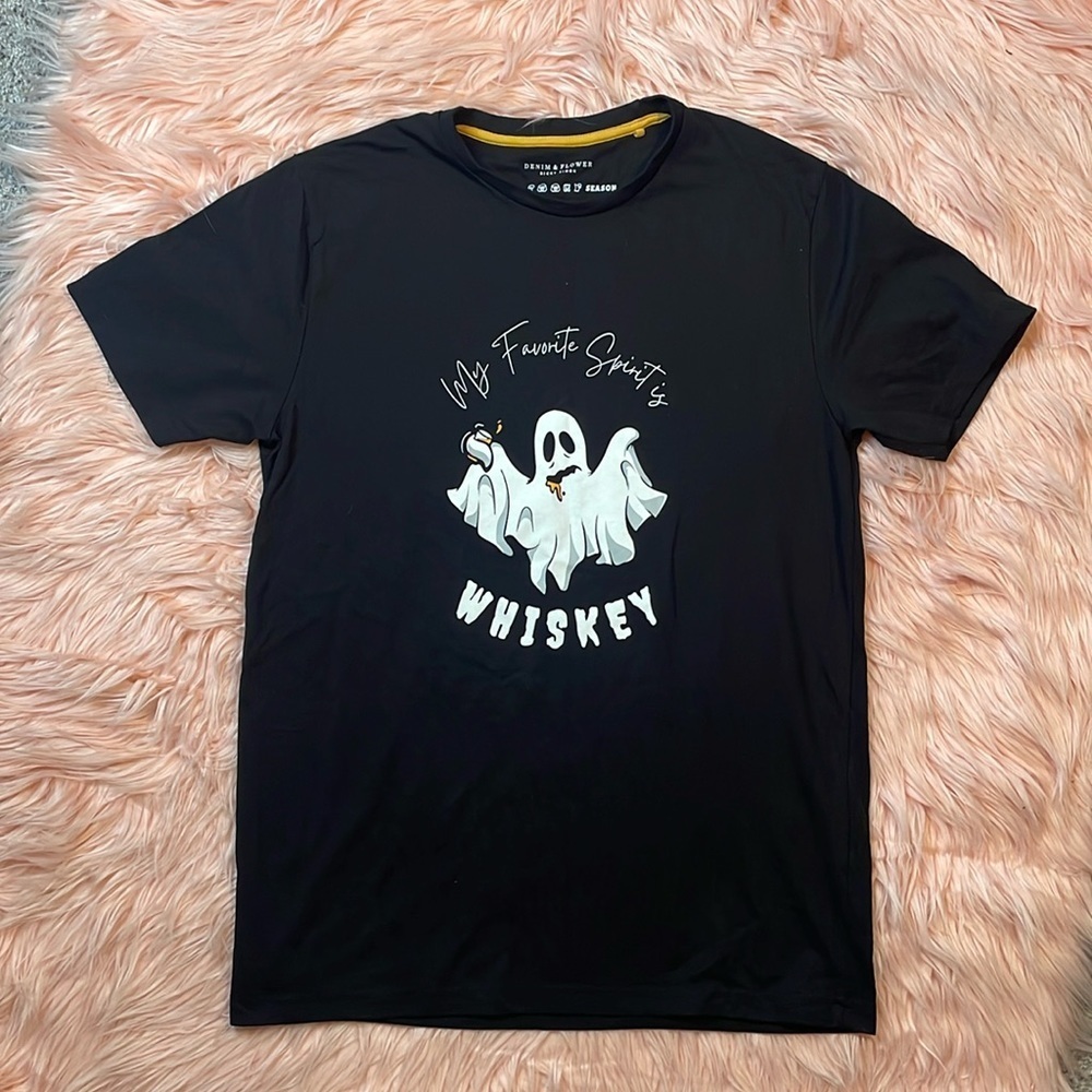 Denim & Flower Ricky Singh‎ Spooky Season Black & White Halloween T Shirt Medium